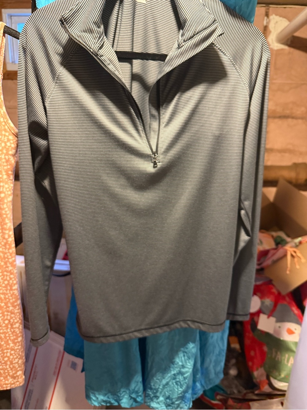 Under Armour Gray Striped Quarter-Zip Pullover